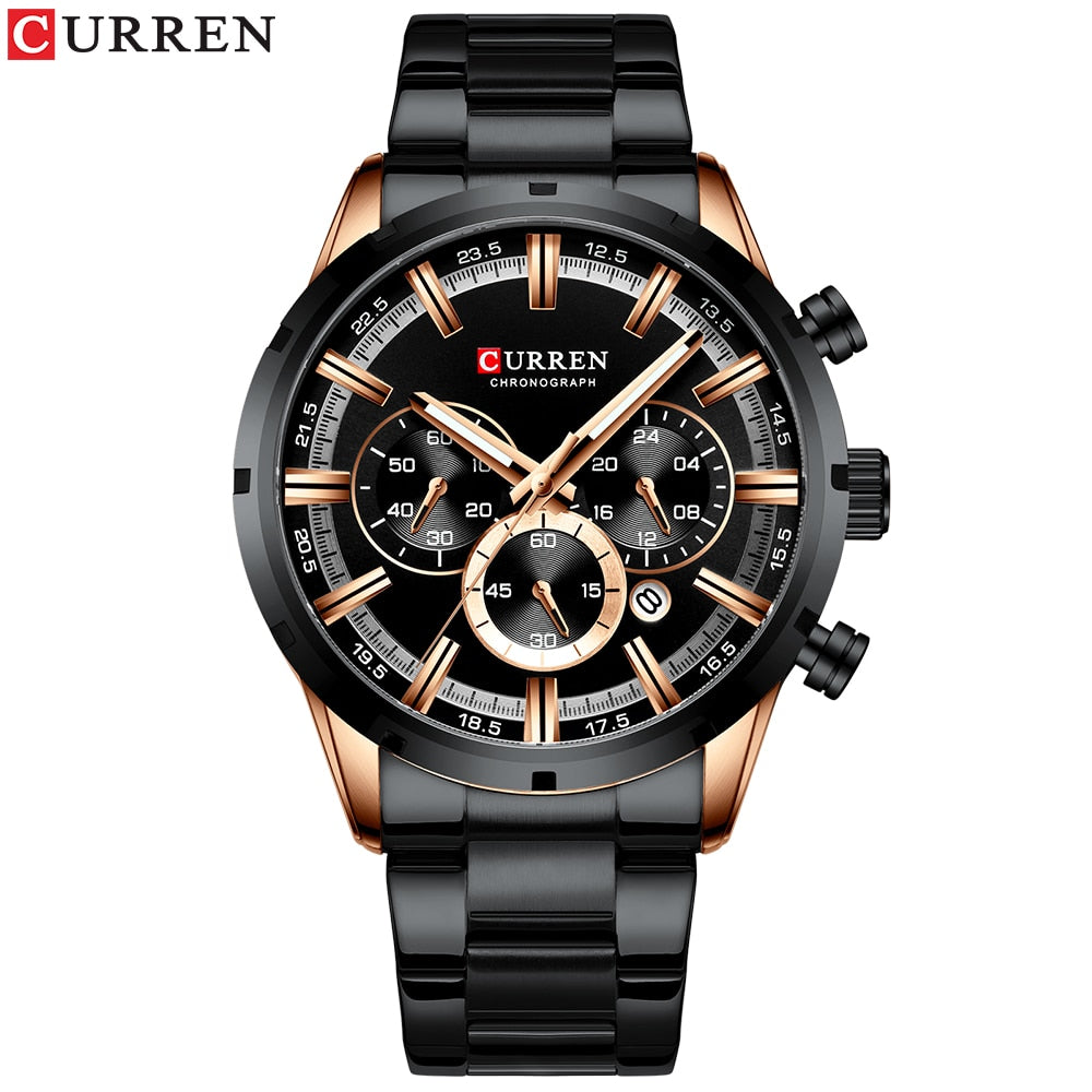 CURREN New Fashion Watches with Stainless Steel Top Brand Luxury Sports Chronograph Quartz Watch Men Relogio Masculino